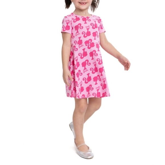 Cute Barbie Print Skater Dress For Toddler Girls, Super-Soft Cotton Size 2T - 5T - Picture 4 of 6